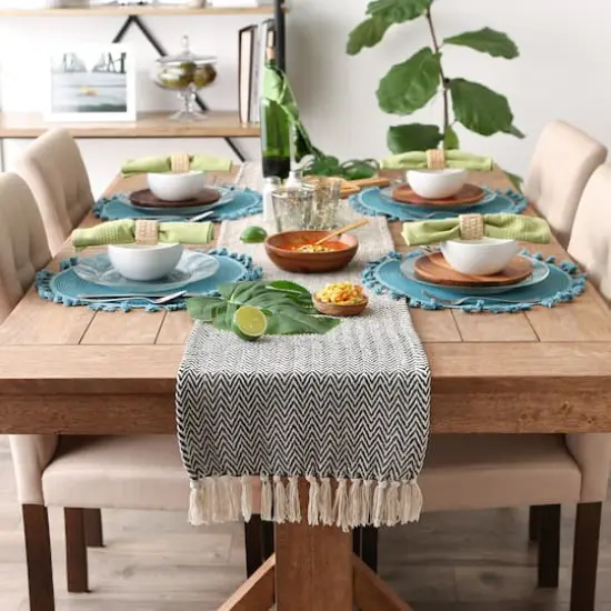 DII&reg; 72" Chevron Handloom Table Runner Black {6}