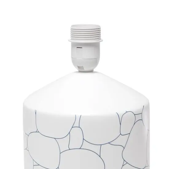 Simple Designs 18.5" Fresh Prints Table Lamp White and Blue Stone {7}