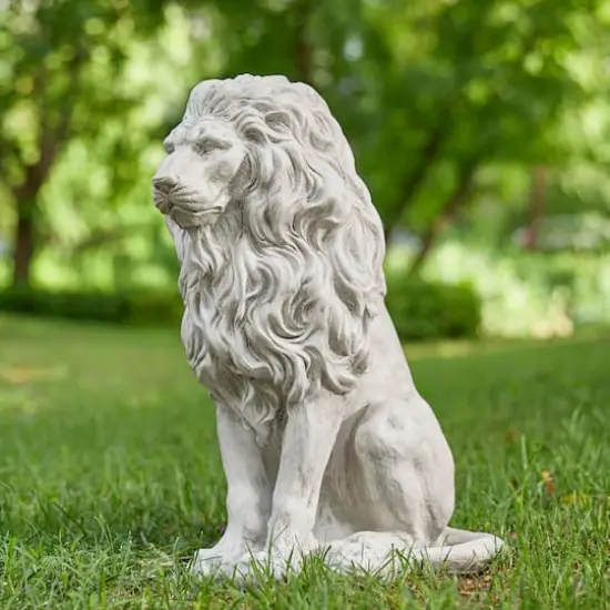Glitzhome&reg; 20.75" MGO White Guardian Lion Sitting Statue {6}