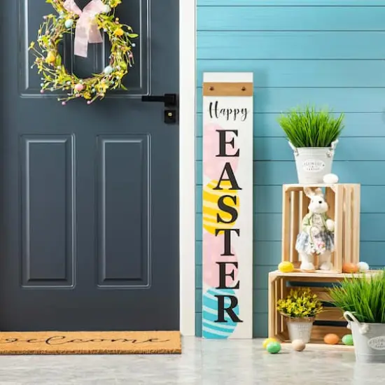 Glitzhome&reg; 42" Wooden Happy Easter Porch Sign {3}