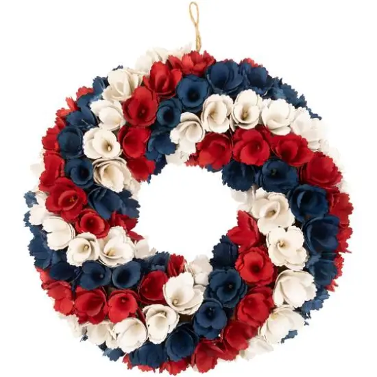 14.5" Americana Artificial Floral Wooden Wreath {1}