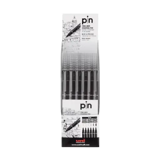 Uni-Ball&reg; Pin Black Fineliner Drawing 6 Pen Set {3}