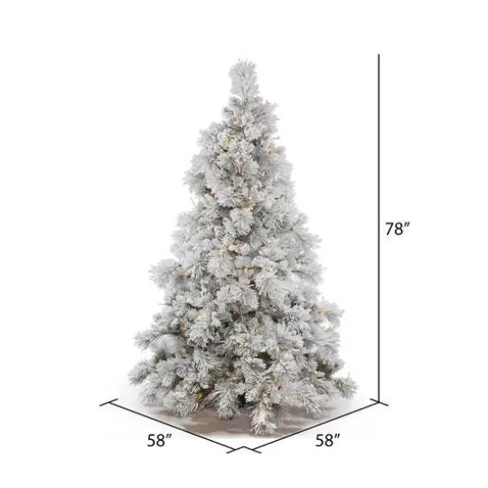 6.5ft. Pre-Lit Flocked Alberta Artificial Christmas Tree, Pure White LED Lights {5}