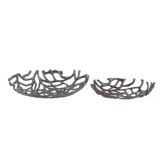 Set of 2" Black Aluminum Coastal Tray, 15", 12" {5}