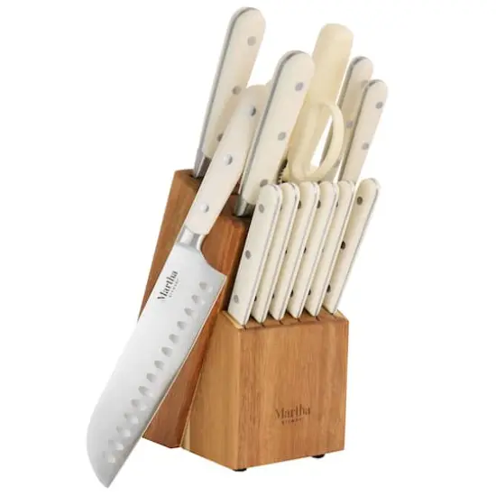 Martha Stewart Cream Stainless Steel 14 Piece Cutlery & Knife Block Set {1}