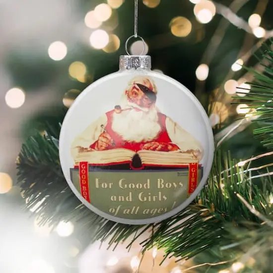 3" Norman Rockwell No Christmas Problem Now Glass Disc Ornament {3}