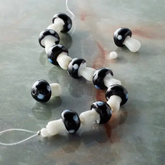 Black & White Glass Mushroom Beads, 17mm by Bead Landing&trade; {3}