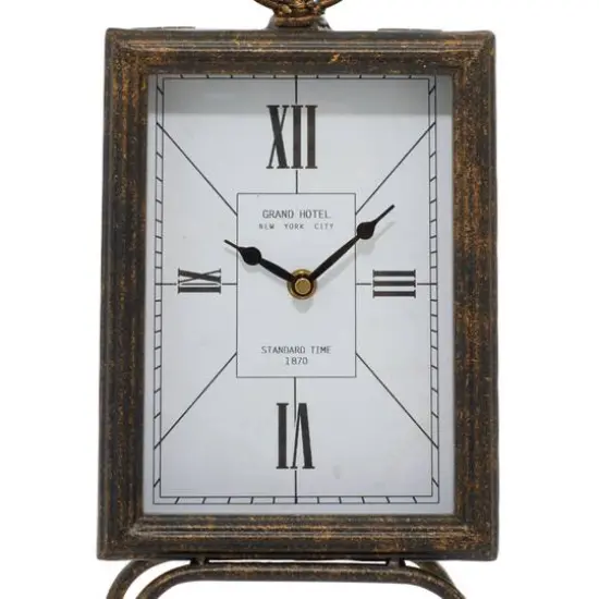 Brass Metal Rustic Clock, 14" x 8" x 4" {6}