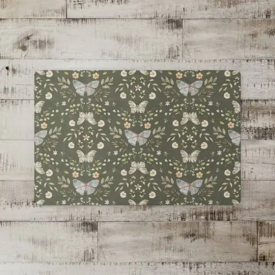 Butterfly Pattern Floor Mat Forest Green {3}