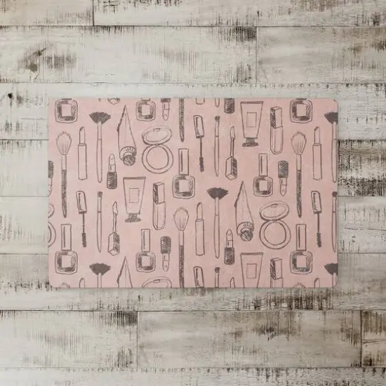Makeup Icons Floor Mat Salmon Pink {3}