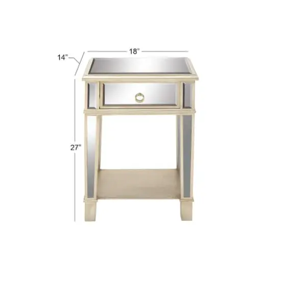 27" Beige Chinese Fir Glam Accent Table {6}