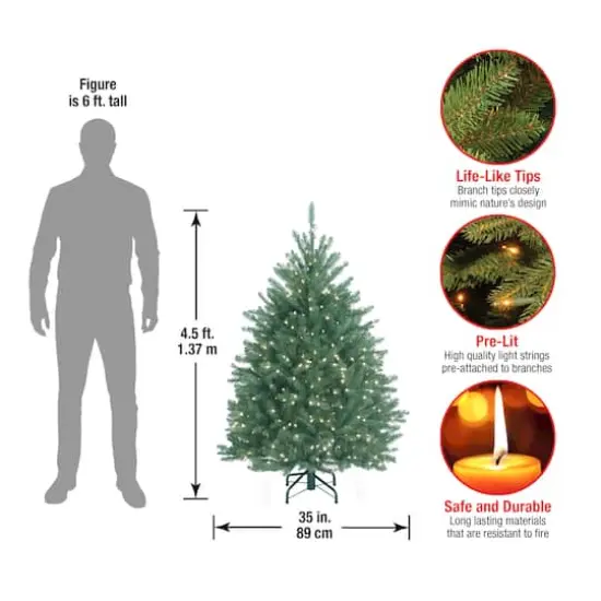 4.5ft. Pre-Lit Dunhill&reg; Blue Fir Artificial Christmas Tree, Clear Lights {5}