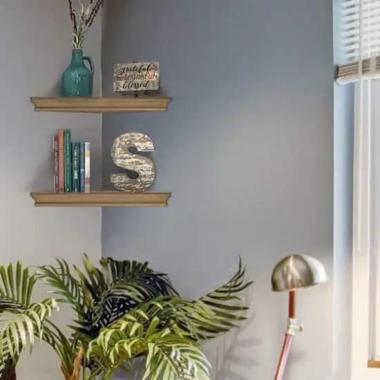 Beveled Floating Corner Shelves Set Brown {4}