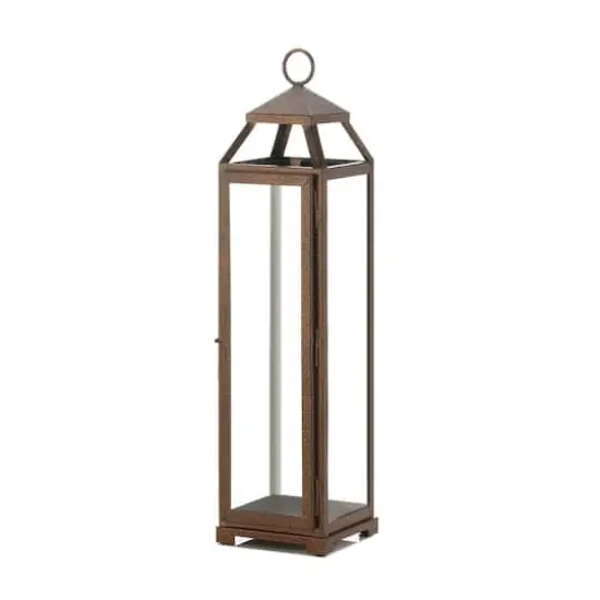 22" Iron & Glass Copper Lantern {1}