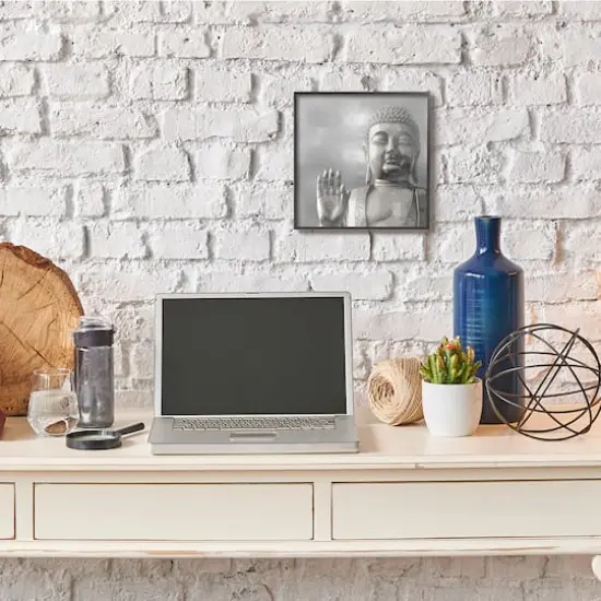 Stupell Industries Buddha Inspired Portrait Greyscale Eastern Figure,12" x 12" {3}