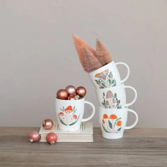 Hello Honey&reg; 14oz. Multicolor Mushrooms Stoneware Mugs, 4ct. {4}