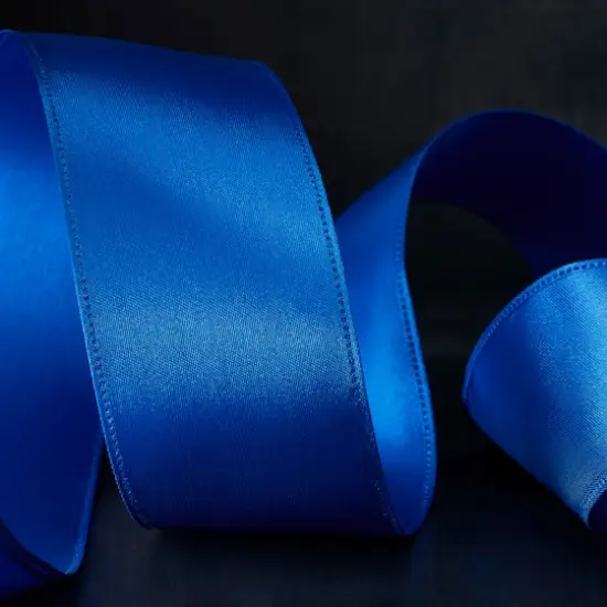 2.5" x 10yd. Satin Wired Ribbon by Celebrate It® Specialty Royal Blue {1}