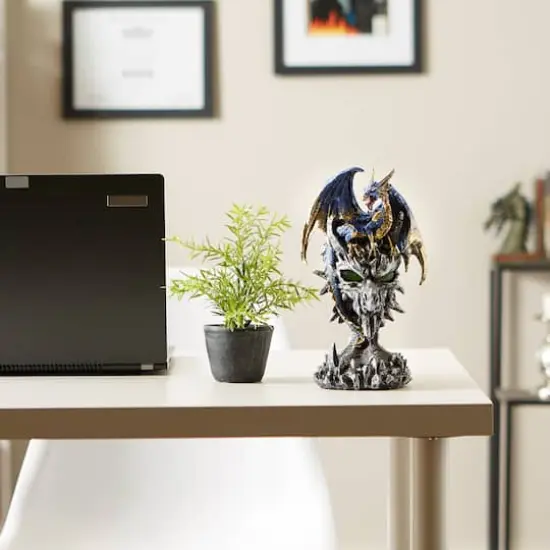 Blue Dragon Warrior Statue 6" x 4" x 9.5" {4}