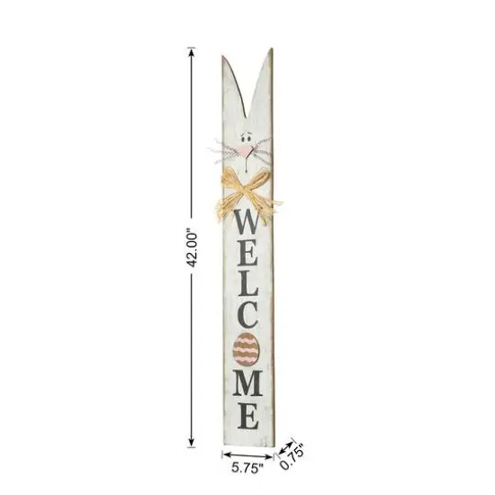 Glitzhome&reg; 42" Wooden Easter Bunny Porch Sign {8}
