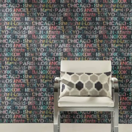 RoomMates Cities Of The World Peel & Stick Wallpaper Pink/Yellow {4}