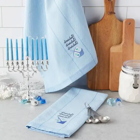 DII&reg; Dreidel Embroidered Dishtowel Set {5}