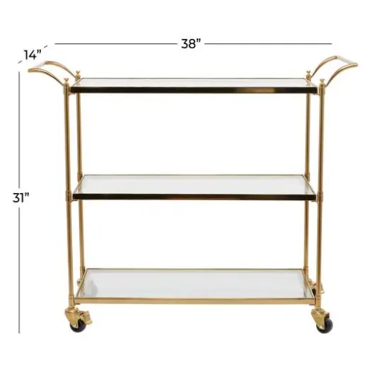 Brass Iron Traditional Bar Cart, 31" x 38" x 14" {8}