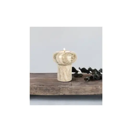 Hello Honey&reg; 4.7" Beige Marble Tealight Holder {3}