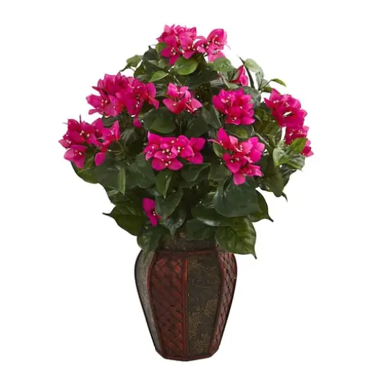 24" Pink & Green Bougainvillea Artificial Plant in Decorative Planter {1}