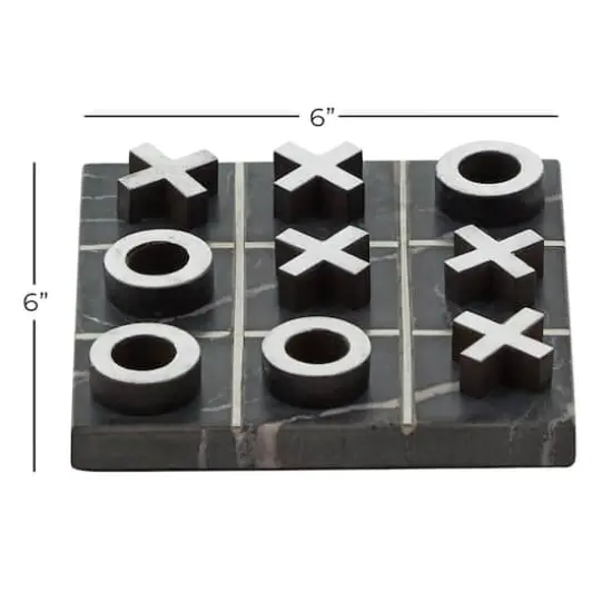 Black Marble & Aluminum Contemporary Tic-Tac-Toe Game Set {8}