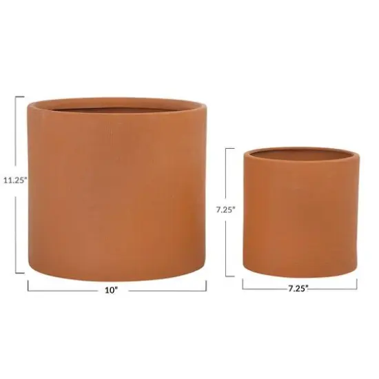 Hello Honey® Stoneware Planters with Embossed Cross Hatch Texture Set Brown {6}