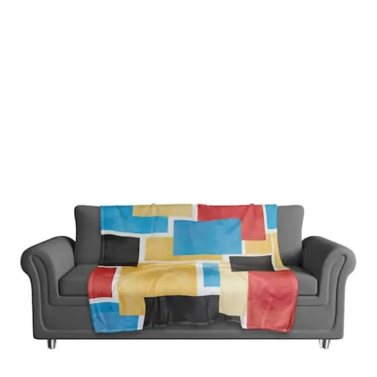 Colorful Primary Abstract II 50" x 60" Coral Fleece Blanket {4}