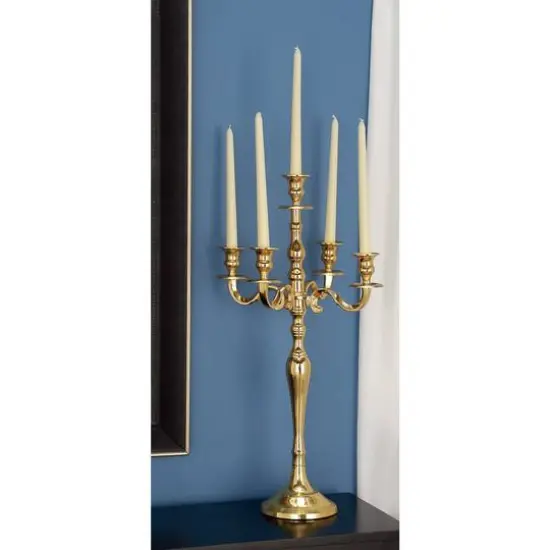 Gold Aluminum Traditional Candle Holder, 25" x 14" x 14" {8}