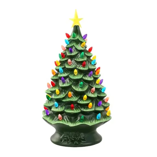 24" Green Lit Nostalgic Christmas Tree {1}