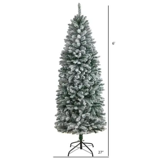 6ft. Unlit Slim Flocked Montreal Fir Artificial Christmas Tree {3}