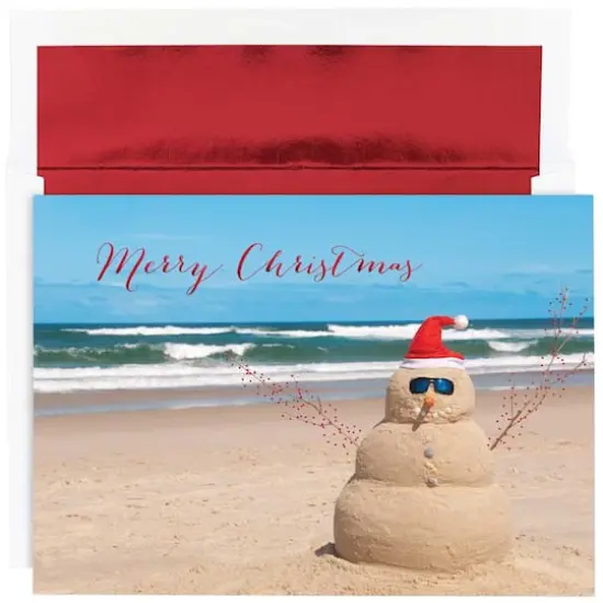JAM Paper 5" x 7" Beach Snowman Cards & Envelope Set, 18ct. {1}