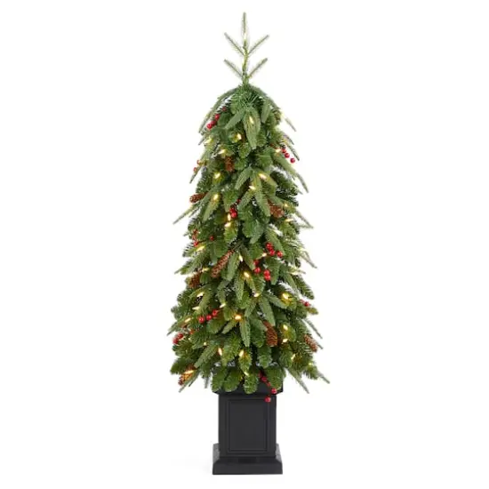 Glitzhome® 4ft Pre-lit Green Artificial Christmas Porch Tree, Warm White Lights {1}