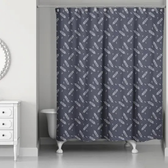 Wheat Pattern Shower Curtain Navy {1}