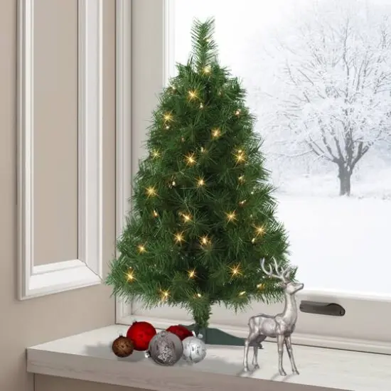 3ft. Pre-Lit Snow Ridge Artificial Fir Christmas Tree, Clear Lights {3}