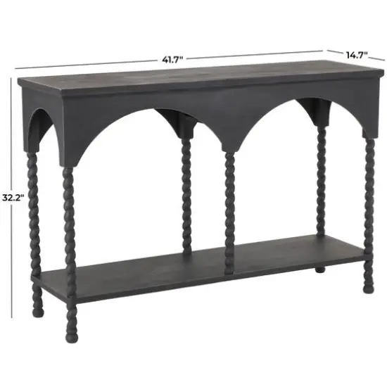 47" Black Wood Arched 1-Shelf Living Room Console Table {8}