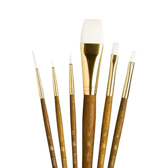Princeton&trade; RealValue&trade; White Synthetic Taklon 6 Piece Brush Set {3}