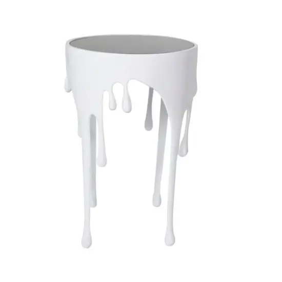 White Aluminum Drip Accent Table with Melting Designed Body {4}