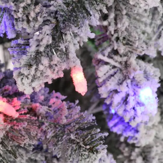 Glitzhome&reg; 6ft Pre-Lit Flocked Artificial Christmas Tree, Warm White Lights {7}