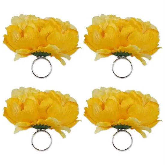 DII&reg; Peony Napkin Rings, 4ct. Yellow {1}