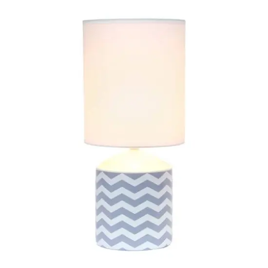 Simple Designs 18.5" Fresh Prints Table Lamp Gray Waves {3}