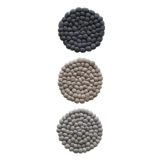 Hello Honey&reg; 7.5" Multicolor Round Wool Felt Ball Trivet, 3ct. {1}