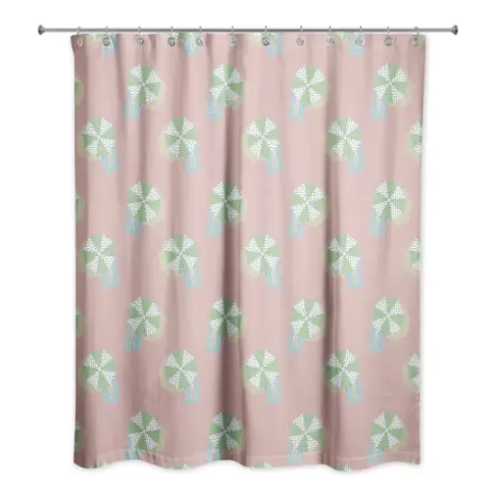Umbrella Pattern Shower Curtain Pink and Green {1}