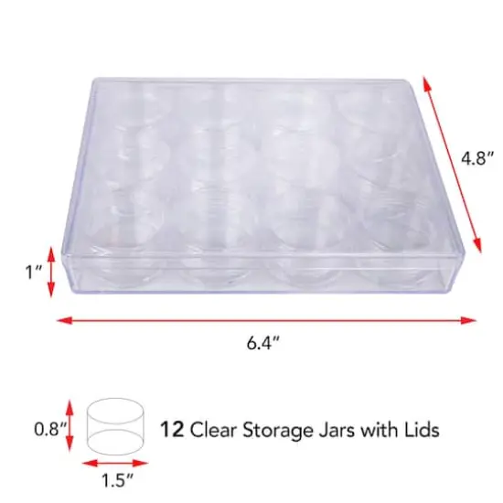 The Beadsmith&reg; 6.5'' x 5'' x 1'' Clear Storage Box with Jars {6}