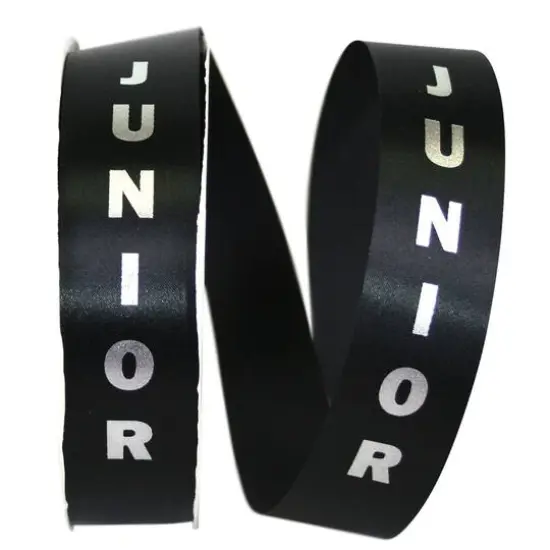 The Ribbon Roll 1.375" x 100yd. Satin Junior Ribbon Black/Silver {1}