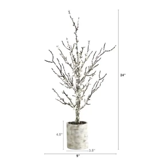 24" Unlit Snowed Twig Artificial Christmas Tree in Decorative Planter {3}