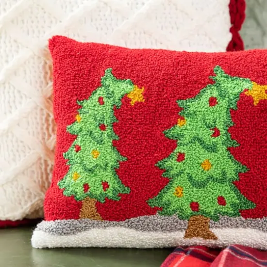 Glitzhome&reg; 18" Hooked Bent Trees Pillow {7}